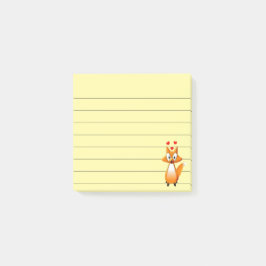 Niedlicher Cartoon Fox Animal Lined 3x3 Post-it Klebezettel