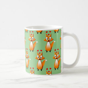 Niedlicher Cartoon Fox Animal Muster auf grün Kaffeetasse