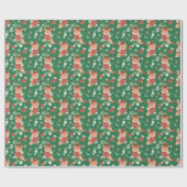 Niedlicher Cartoon Fox Green Red Custom Wrapping P Geschenkpapier (Flach)