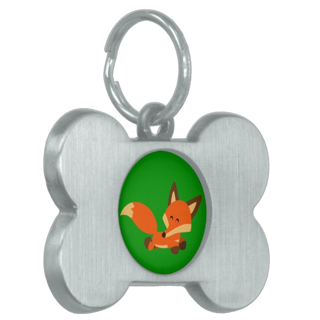 Niedlicher Cartoon Fox Pet Tag Tiermarke (Vorderseite links)