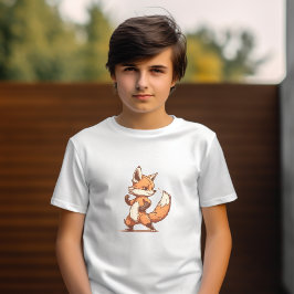 Niedlicher Cartoon Fox T - Shirt: Adorable und Whi T-Shirt