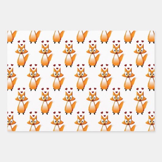 Niedlicher Cartoon Fox Tier Geschenkpapier Set (Vorderseite 3)