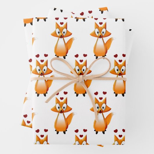 Niedlicher Cartoon Fox Tier Geschenkpapier Set (Beispiel)