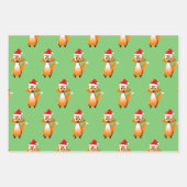 Niedlicher Cartoon Fox-Tier mit Santas-Hat-Keramik Geschenkpapier Set (Vorderseite)