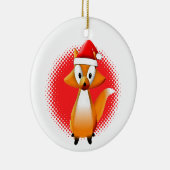 Niedlicher Cartoon Fox Tier mit Santas Hat Red Keramik Ornament (Rechts)
