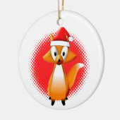 Niedlicher Cartoon Fox Tier mit Santas Hat Red Keramik Ornament (Links)