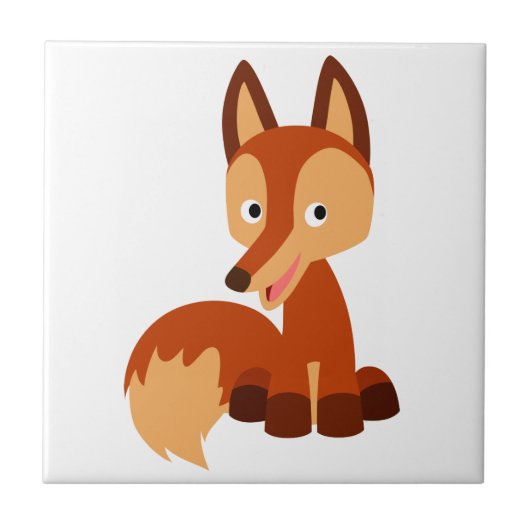 Niedlicher Cartoon Fox Tile Fliese (Vorderseite)