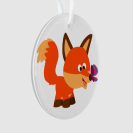 Niedlicher Cartoon Fox und Schmetterling Akrylorna Ornament