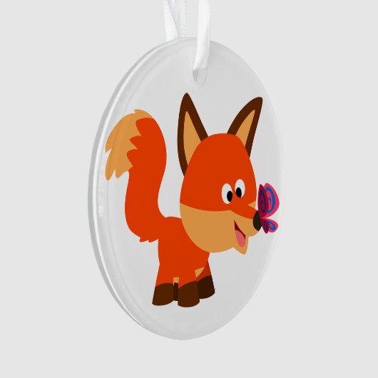 Niedlicher Cartoon Fox und Schmetterling Akrylorna Ornament (Vorderseite)
