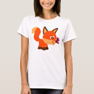 Niedlicher Cartoon Fox und Schmetterling T - Shirt