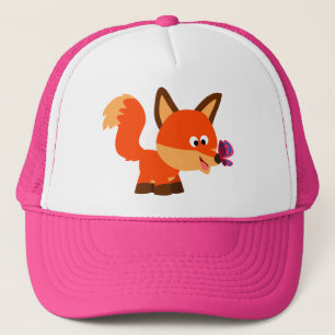 Niedlicher Cartoon Fox und Schmetterlingshut Truckerkappe