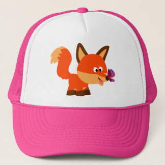 Niedlicher Cartoon Fox und Schmetterlingshut Truckerkappe