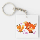 Niedlicher Cartoon Foxes Akryllischer Schlüsselanh Schlüsselanhänger (Vorderseite)