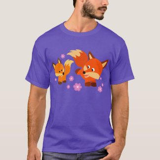 Niedlicher Cartoon Foxes T - Shirt