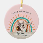 Niedlicher Cartoon Französischer Bulldog zurück in Keramik Ornament (Vorne)