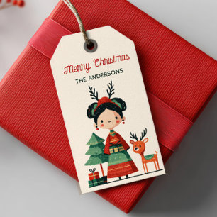 Niedlicher Cartoon Frida Kahlo Retro Frohe Weihnac Geschenkanhänger