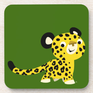 Niedlicher Cartoon Friendly Leopard Set der Unters Getränkeuntersetzer
