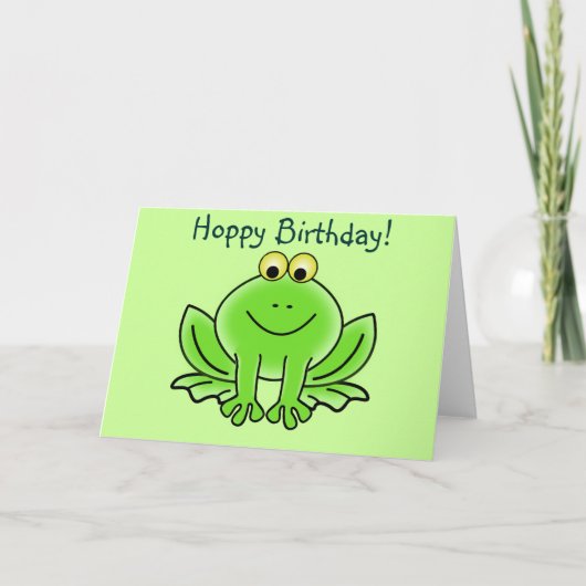 Niedlicher Cartoon Frog Hoppy Geburtstag Funny Gru Karte (Vorderseite)
