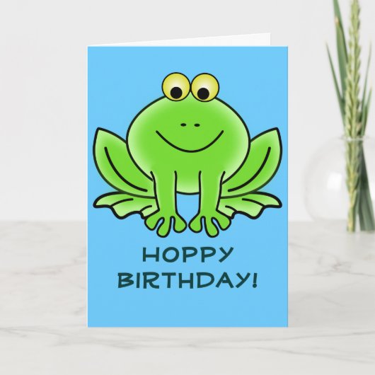Niedlicher Cartoon Frog Hoppy Geburtstag Funny Gru Karte (Vorderseite)