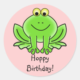 Niedlicher Cartoon Frog Hoppy Geburtstag Funny Gru Runder Aufkleber