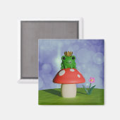 Niedlicher Cartoon Frog Tragen einer Krone auf ein Magnet (Vorderseite/Rückseite)