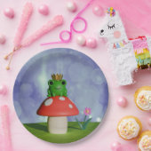 Niedlicher Cartoon Frog Tragen einer Krone auf ein Pappteller (Party)