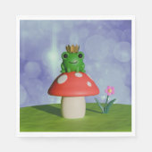 Niedlicher Cartoon Frog Tragen einer Krone auf ein Serviette (Vorderseite)