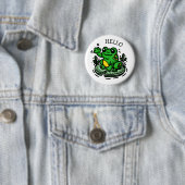 Niedlicher Cartoon Frosch auf Lily Pad Sprichwort  Button (Beispiel)