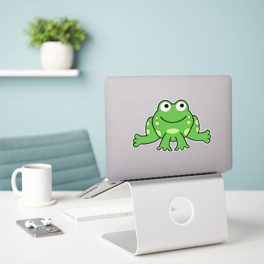 Niedlicher Cartoon Frosch Aufkleber (Laptop auf Schreibtisch)