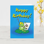 Niedlicher Cartoon Frosch Geburtstag Karte (Gelbe Blume)