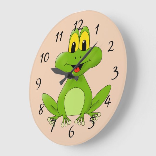 Niedlicher Cartoon Frosch Große Wanduhr (Winkel)