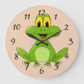Niedlicher Cartoon Frosch Große Wanduhr (Vorderseite)