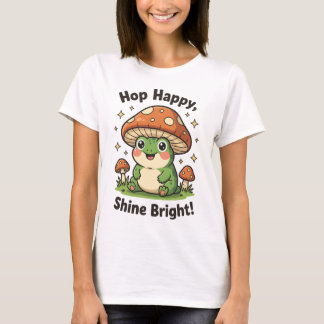 Niedlicher Cartoon Frosch mit Mushroom Hat T-Shirt