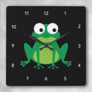 Niedlicher Cartoon Frosch Quadratische Wanduhr