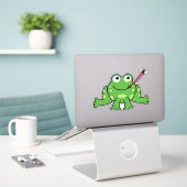 Niedlicher Cartoon Frosch und Fliegen Aufkleber (Laptop auf Schreibtisch)