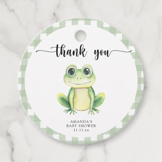 Niedlicher Cartoon Froschbaby Dusche Danke Geschenkanhänger (Vorderseite)