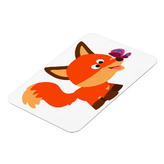 Niedlicher Cartoon-Fuchs und Schmetterling-Weichze Magnet