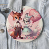 Niedlicher Cartoon Füchse Valentinstag Button (Beispiel)