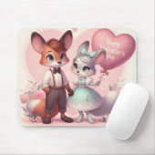 Niedlicher Cartoon Füchse Valentinstag Mousepad (Mit Mouse)