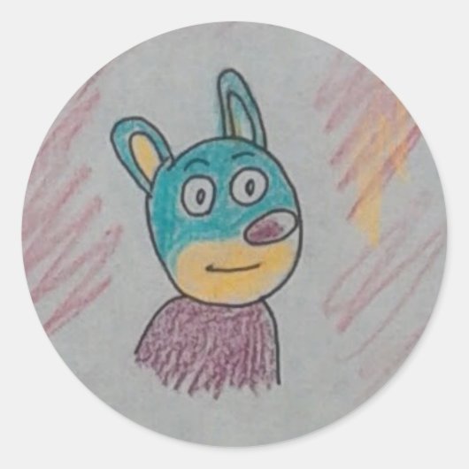 Niedlicher Cartoon Funny Animal Runder Aufkleber (Vorderseite)