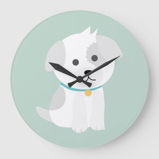 Niedlicher Cartoon für Hunde Zeichnend Große Wanduhr (Vorderseite)