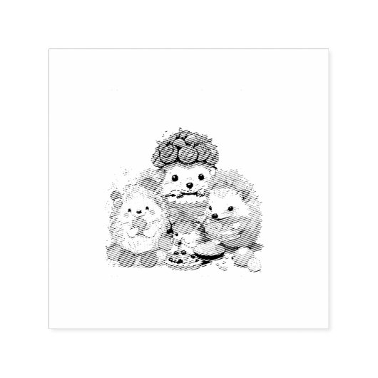 Niedlicher Cartoon für Igel und Kuchen Permastempel (Design)