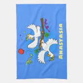 Niedlicher Cartoon für lustige Kakatovögel Geschirrtuch (Vertikal)