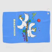 Niedlicher Cartoon für lustige Kakatovögel Golfhandtuch (Horizontal)