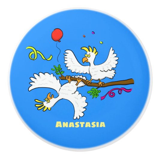 Niedlicher Cartoon für lustige Kakatovögel Keramikknauf (Vorderseite)