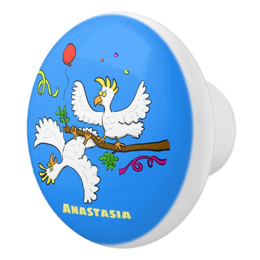 Niedlicher Cartoon für lustige Kakatovögel Keramikknauf (Rechts)