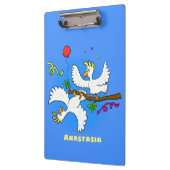 Niedlicher Cartoon für lustige Kakatovögel Klemmbrett (Links)