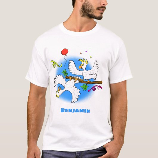 Niedlicher Cartoon für lustige Kakatovögel T-Shirt (Vorderseite)