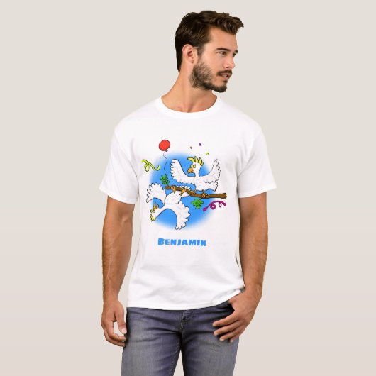 Niedlicher Cartoon für lustige Kakatovögel T-Shirt (Vorne ganz)