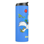 Niedlicher Cartoon für lustige Kakatovögel Thermosbecher (Nach links gedreht)